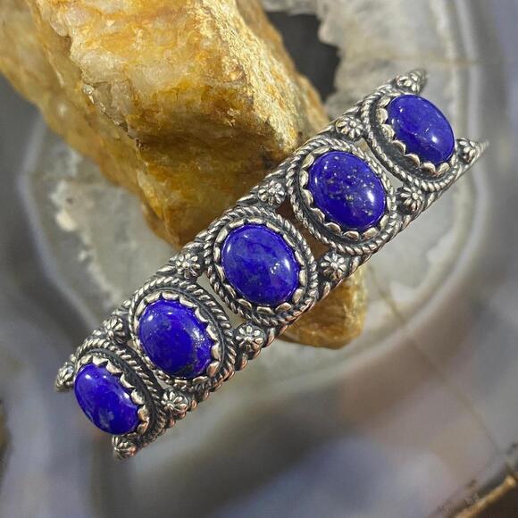 Carolyn Pollack Jewelry - Carolyn Pollack Southwestern Style Sterling Lapis Lazuli Row Bracelet For Women